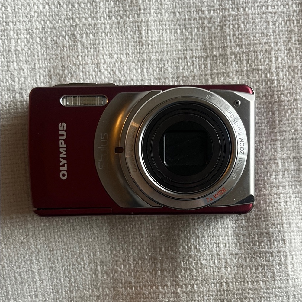 Olympus Red Digital Camera with Accessories - Picture 2 of 15
